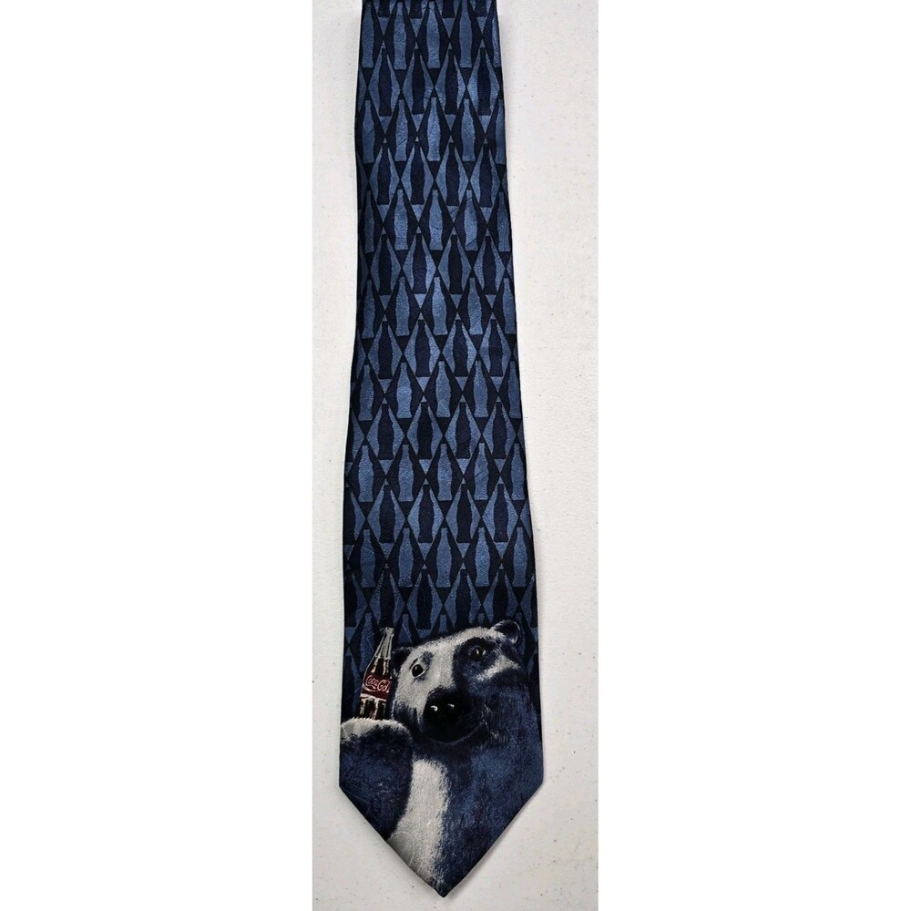 Vintage Coca Cola Logo Polar Bear Neck Tie Blue Coke